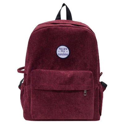 

Tailored Women Girls Preppy Corduroy Shoulder Bookbags School Travel Backpack Bag