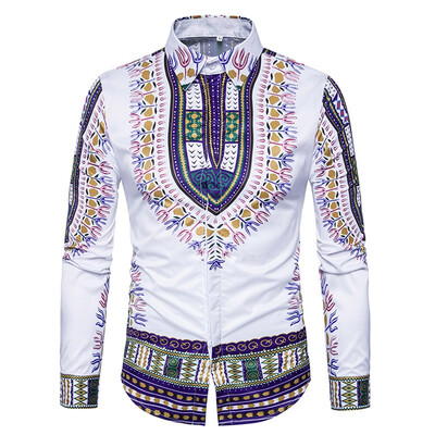 

Ethnic Style Dashiki Print Long Sleeve Shirt