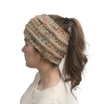 

Tailored Women Outdoor Solid Plush Splice Hats Crochet Knit Holey Beanie Cap Headband