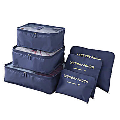

6 Pack Storage Organizer Bag Travel Packing Luggage Cloth Organizer Storage Bag Luggage Pouch Bag Solid Color Laundry Zipper Bags