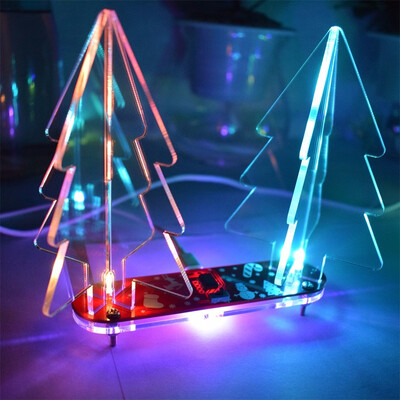 

Gobestart DIY Full Color Changing LED Acrylic 3D Christmas Tree Electronic Learning Kit