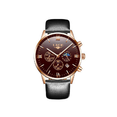 

LIGE 9831 Men Watch Quartz Business Simple Wristwatch Calendar Date Hour Minute Second Display Timer 3ATM Waterproof Fashion Casua