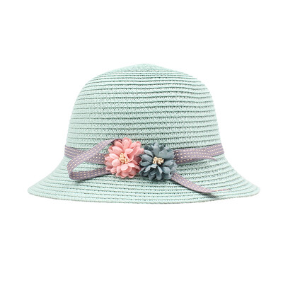 

Kids Girl Summer Sun Straw Hat Flower Adjustable Dome Panama Beach Holiday Cap