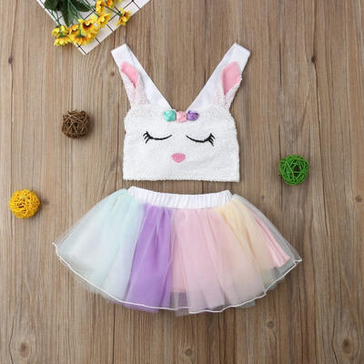 

Kids Girls Princess Dress Fancy Crop Tops Skirt Costume Cosplay Party Dress