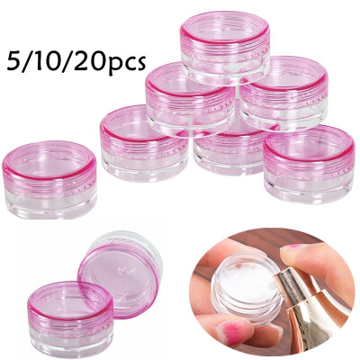 

51020pcs Transparent Pink Plastic Round Empty Jar Pot Face Cream Cosmetic Storage Bottle