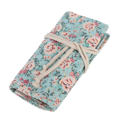 

Greensen Floral Print Canvas Roll Up Makeup Pencil Curtain Bag Wrap Curtain Pen Storage Pouch