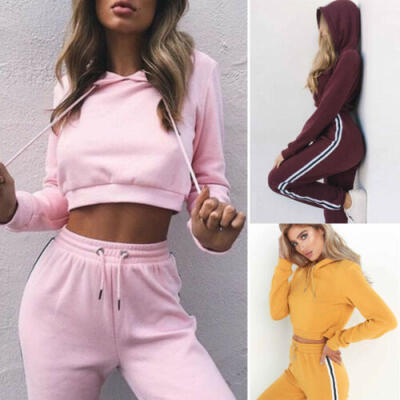 

2Pcs Womens Tracksuit Hoodie Sweatshirt Tops Pants Set Casual Sports Sweat Suit