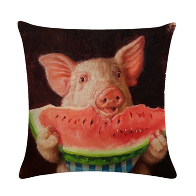 

Various Animal Oil Painting Series Linen Hug Pillowcase Home Sofa Decoration