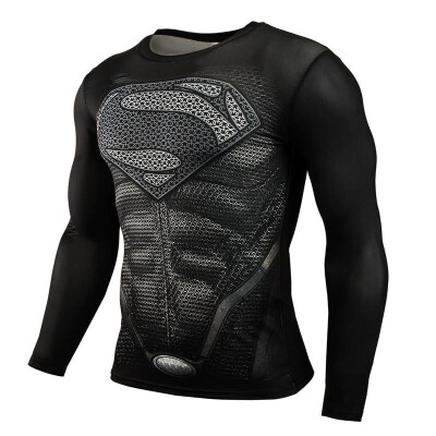 

High stretch tight-fitting Avengers Batman wicking quick-drying clothes mens sports fitness long-sleeved T-shirt New