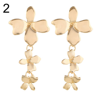 

Women Vintage Three Flowers Long Dangle Statement Earrings Party Jewelry Gift