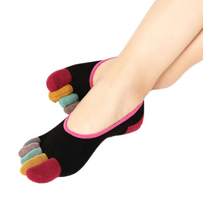 

Fashion Color Blocking Cotton Women Multi-color Low Cut Spring Five Toe Socks