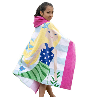 

Kids Hooded Beach Towel Blanket Cotton Super Absorbent Cute Catoon Bath Swim Pool Towel Cape Cloak Boy Girl Submarine & Crocodile