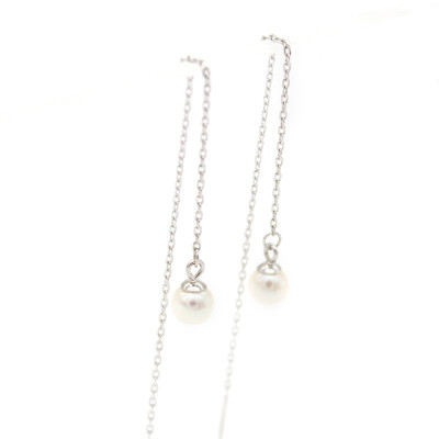 

Qingtian zhenzhu simple&stylish adjustable earrings freshwater pearls s925 silver plated white gold 16327