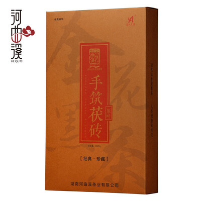 

Black tea 2014 hand-made scallion brick 2kg golden flower scallion brick tea collection grade Anhua black tea