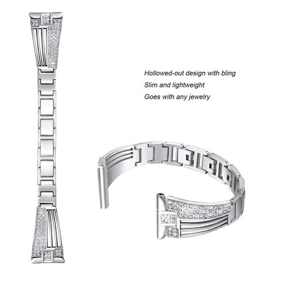 

〖Follure〗Easy To Adjust Fashion Crystal Metal Watch Band Wrist Strap For Fitbit Versa