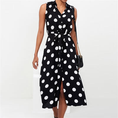 

Women Dot Lace-up Dresses Evening Cocktail Party Dresses Chiffon Sundress