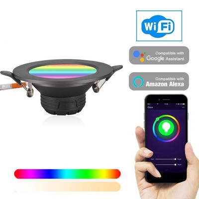 

Smart 24G WiFi LED Downlight 7W Intelligent Recessed Ceiling Lamp Dimmable RGBCW Multicolored APP Remote Voice Control Timer Sw