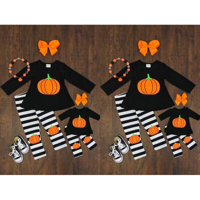 

Toddler Baby Girls Halloween Outfits T-shirtStriped Pants 2PCS Outfits Set