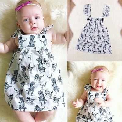 

Fashion Newborn Baby Girl Dinosaur Sleeveless Dress Clothes Animal Outfit Summer
