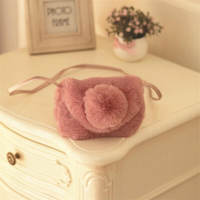 

Fashion 100 Women Fur Ball Leather Bottom Shoulder Plush Crossbody Handbag Tote