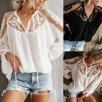 

Fashion Women Summer Chiffon Long Sleeve Casual Shirt Tops Blouse T-Shirt New