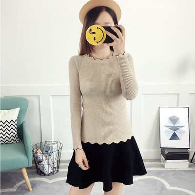 

Women Slim Long Sleeve Bottoming Sweater Sexy Tight Knitted Autumn High Elastic Soft Pullovers O neck Sweaters