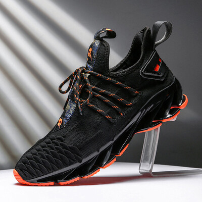 

Summer new breathable mens sports shoes fish scales flying woven mens shoes trend personality wild Korean running shoes