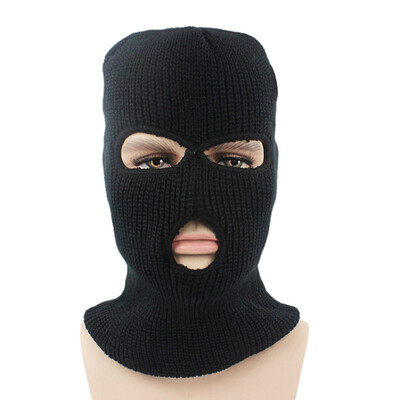

Warm Knitted Full Face Mask Cover Neck Guard Warmer 3-Hole Cycling Ski Mask Hat for Winter Outdoor Sports