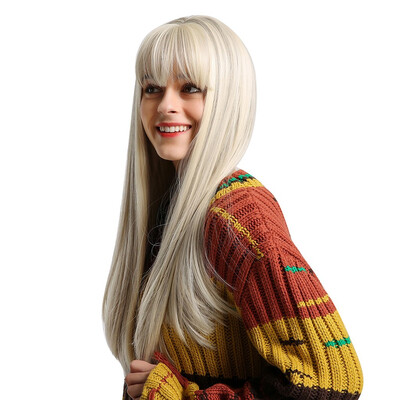 

〖Follure〗Chemical Fiber Wig Light Fringe Beige Gradient Long Straight Hair Wig