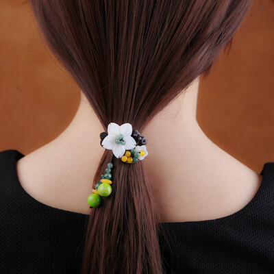 

Ethnic style headdress flower hair accessories fashion hair rope adult jewelry Zama tail rope elastic hair ring popular headdress