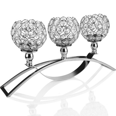 

Gobestart 17 Inch Three Crystal Candlestick WeddingHolidayPlot People Gift Decoration
