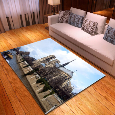 

Toponeto Creative Notre Dame Photo Commemorative Day Comfortable Carpet Home Decor