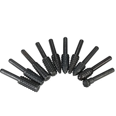 

10pcs Rotary Files Rasp Set 6mm Shank Carbon Steel Carbide Milling Cutter Rotary File Burr Tool Woodworking Carving Bits Grinding
