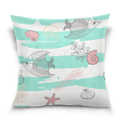 

ALAZA Throw Pillow Cover 16 X 16 inch Christmas Gift Cushion Cover with Cartoon Sea Life Printed Pillowcase