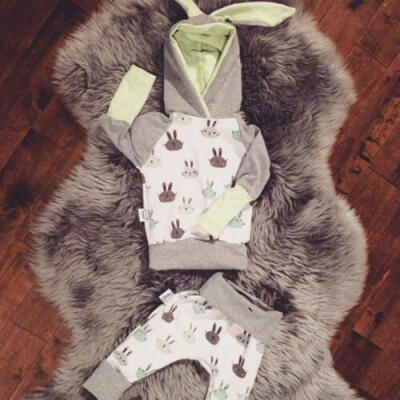 

AU Newborn Baby Boy Girl Clothes Rabbit Bunny Hooded TopsLeggings Pants Outfit