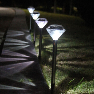 

〖Follure〗Solar LED Landscape Lamps Outdoor Garden Path Lawn Lamp Straight Diamond Light 4PC
