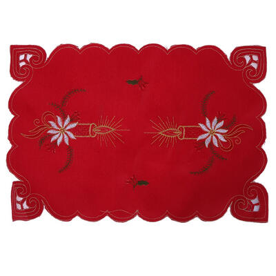 

Christmas Embroider Hollow Dining Cup Pad Mat Party Dish Pad for Home Decor