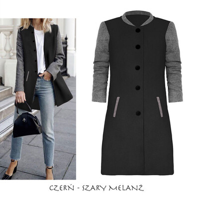 

New 2019 Autumn Winter Color Patchwork Woolen Coat Women Long Sleeve Fashion Streetwear Causal Jacket Blend Overcoat X