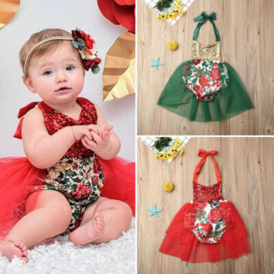 

US Baby Girl Infant Sequin Lace Tulle Romper Jumpsuit Dress Skirt Outfit Clothes