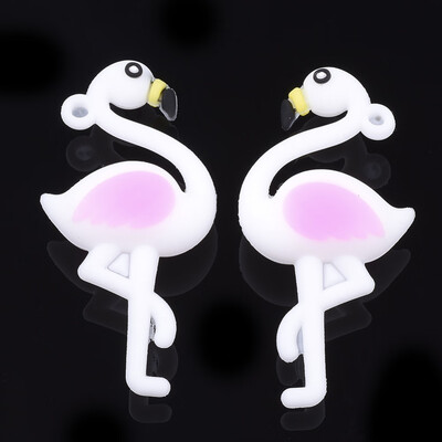 

Silicone Big Pendants Flamingo Shape White 57x27x16mm Hole 2mm