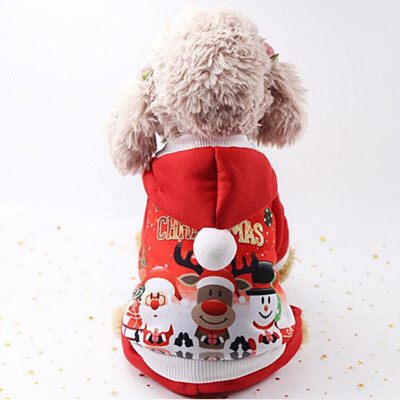 

Christmas Puppy Hooded Sweatshirts Dog Clothes Suit Explosive Xmas Fashion Clothes Dog Red