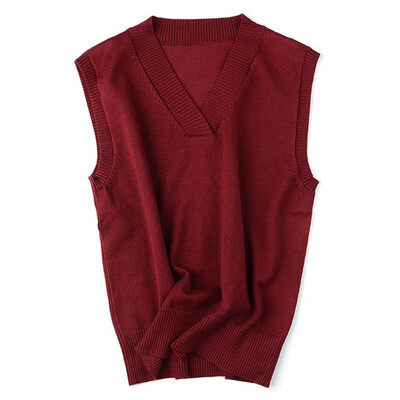 

Women Spring Autumn Sweater Vest Sleeveless Loose V-neck Basic Casual Plus Size Jumpers Pullover Tops
