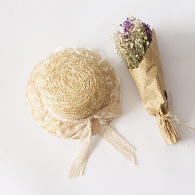 

Summer womens hat lace butterfly straw hat new straw hat outdoor sunscreen sun hat