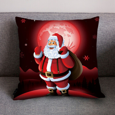 

Tailored Merry Christmas Print Pillow Case Polyester Sofa Car Cushion Cover Home Decor