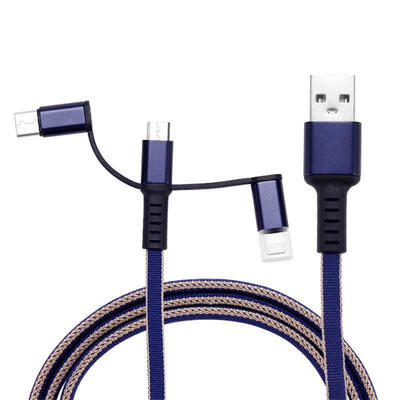 

Universal 1m 3-in-1 USB To Micro USB Lightning Type-C 24A Fast Charging Cable Braided Data Cord For IPhone Android Phones-1m