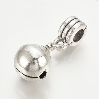 

Alloy European Dangle Beads Large Hole Pendants Bell Antique Silver 30mm Hole 45mm Bell 15x115mm