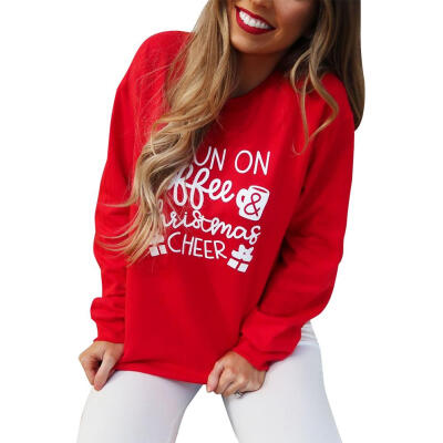 

Spring Women Tops O-neck Long Sleeve Christmas Print Pullovers Sweatshirt