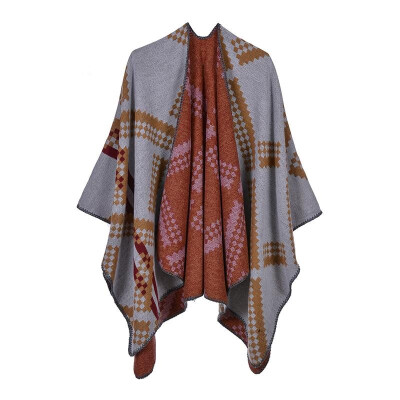 

Fashion Women Winter Diamond Poncho Thick Warm Scarf Shawl Pashmina Casual Cardigan Outerwear