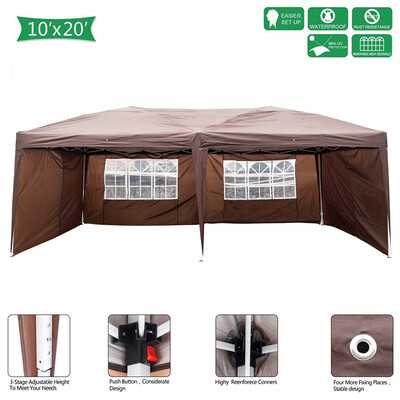 

10X20 Easy POP UP Wedding Party Tent Foldable Gazebo Canopy Shelter W4 Walls