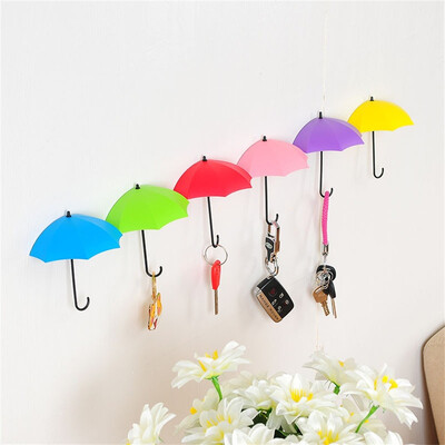 

Gobestart 6Pcs Colorful Umbrella Wall Hook Key Hair Pin Holder Organizer Decorative
